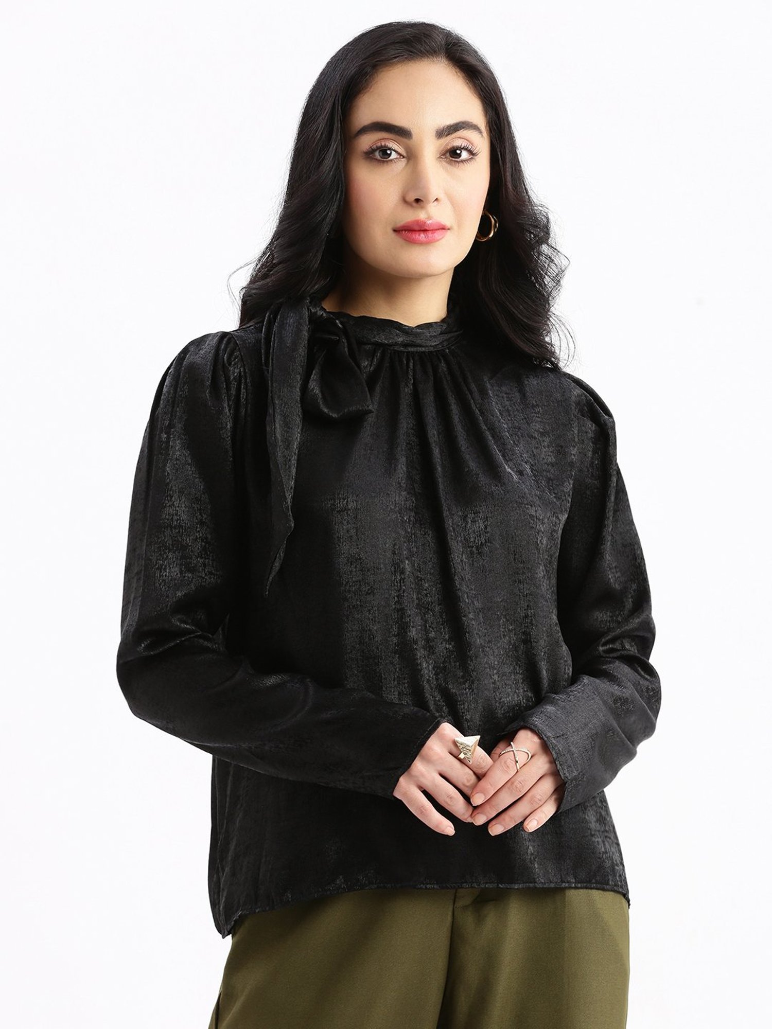 SHOWOFF Black Regular Fit Top