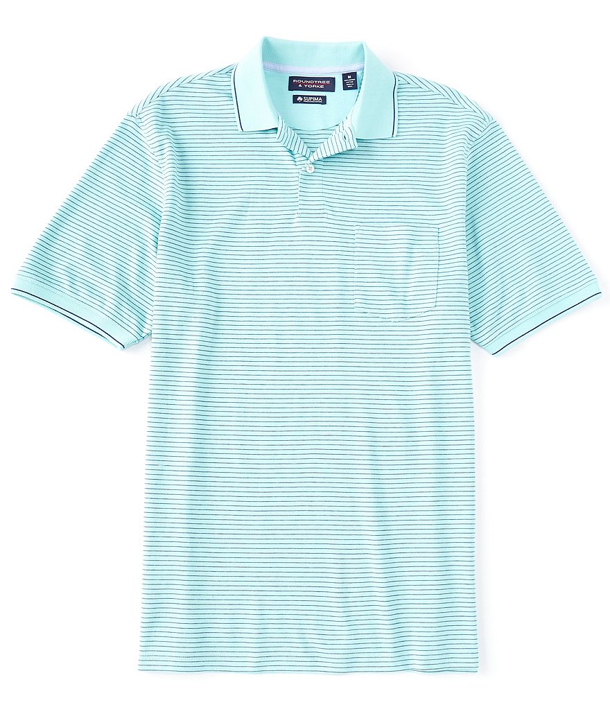 Roundtree & Yorke Short-Sleeve Supima Striped Polo