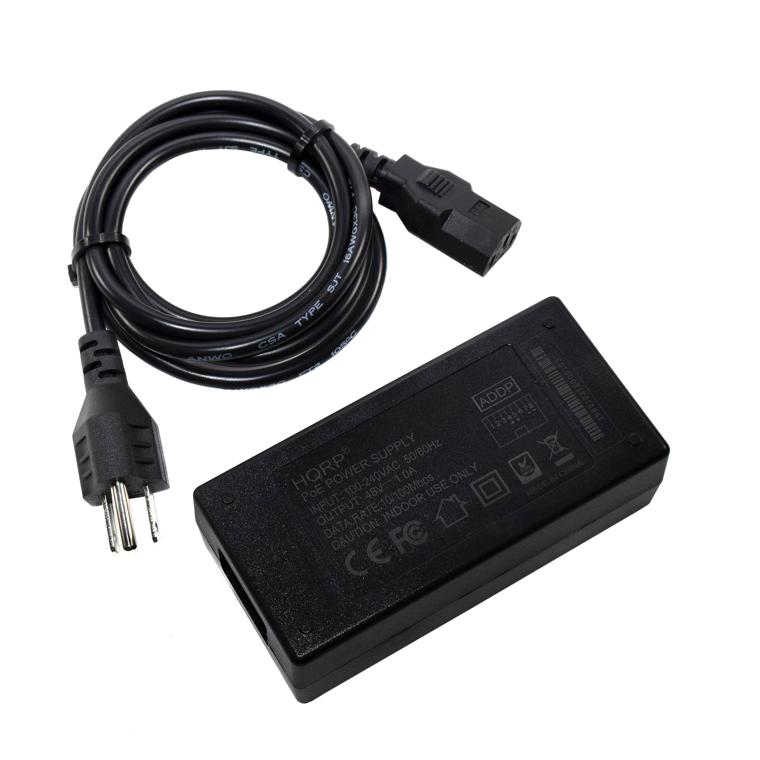 HQRP PoE Injector for HP J9407B / M110 / M200 802.11n / MSM320 / MSM325 / MSM335 / MSM410 Access Point 802.3af Power over Ethernet AC Adapter Power Supply Cord + Coaster