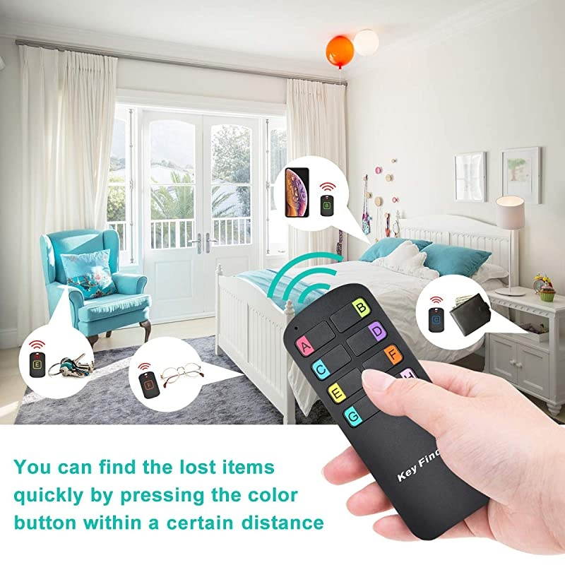 Finder Locator,Wireless RF Item Locator with Letters Tracker with 85DB Loud Beeping Sound and 115 Feet Remote Control 8 Receivers Anti-Lost Tags and chains