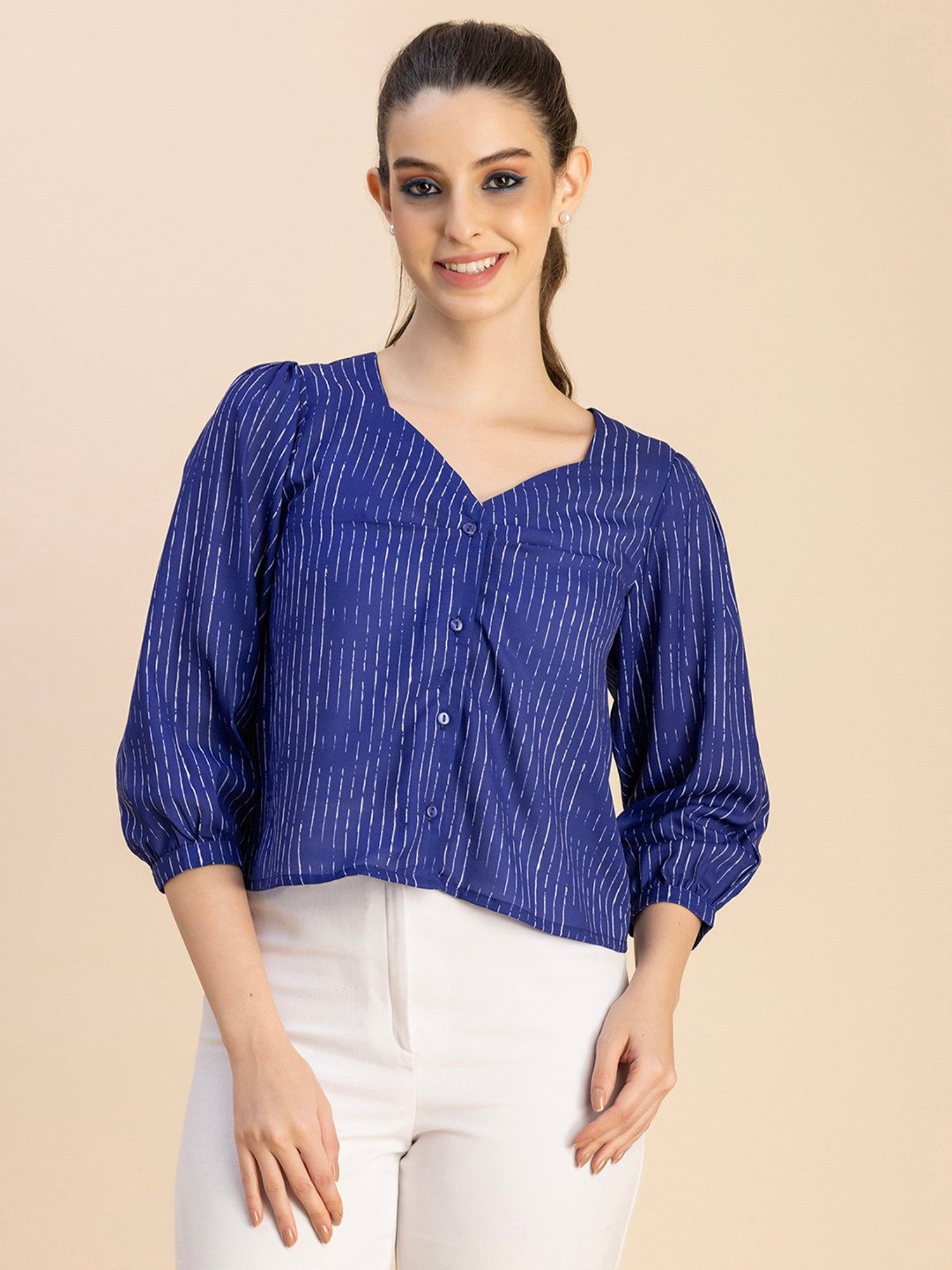 Moomaya Jet Blue Striped Top