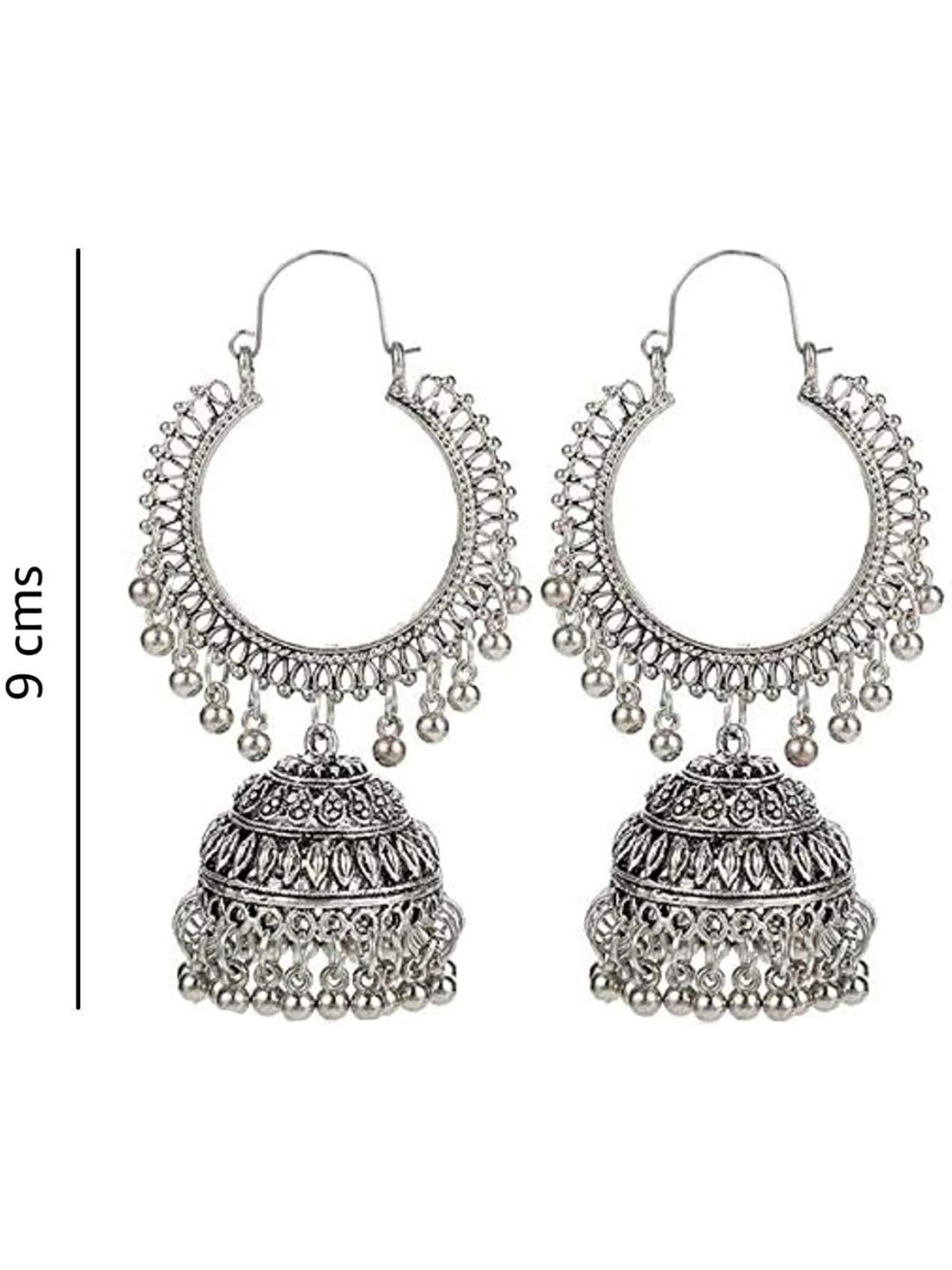 YouBella Stylish Afghani Oxidized Silver Jhumki Earrings