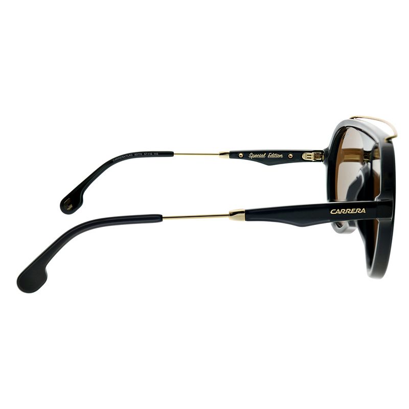Carrera Flag 807 70 Unisex Aviator Polarized Sunglasses Black Brown 57mm