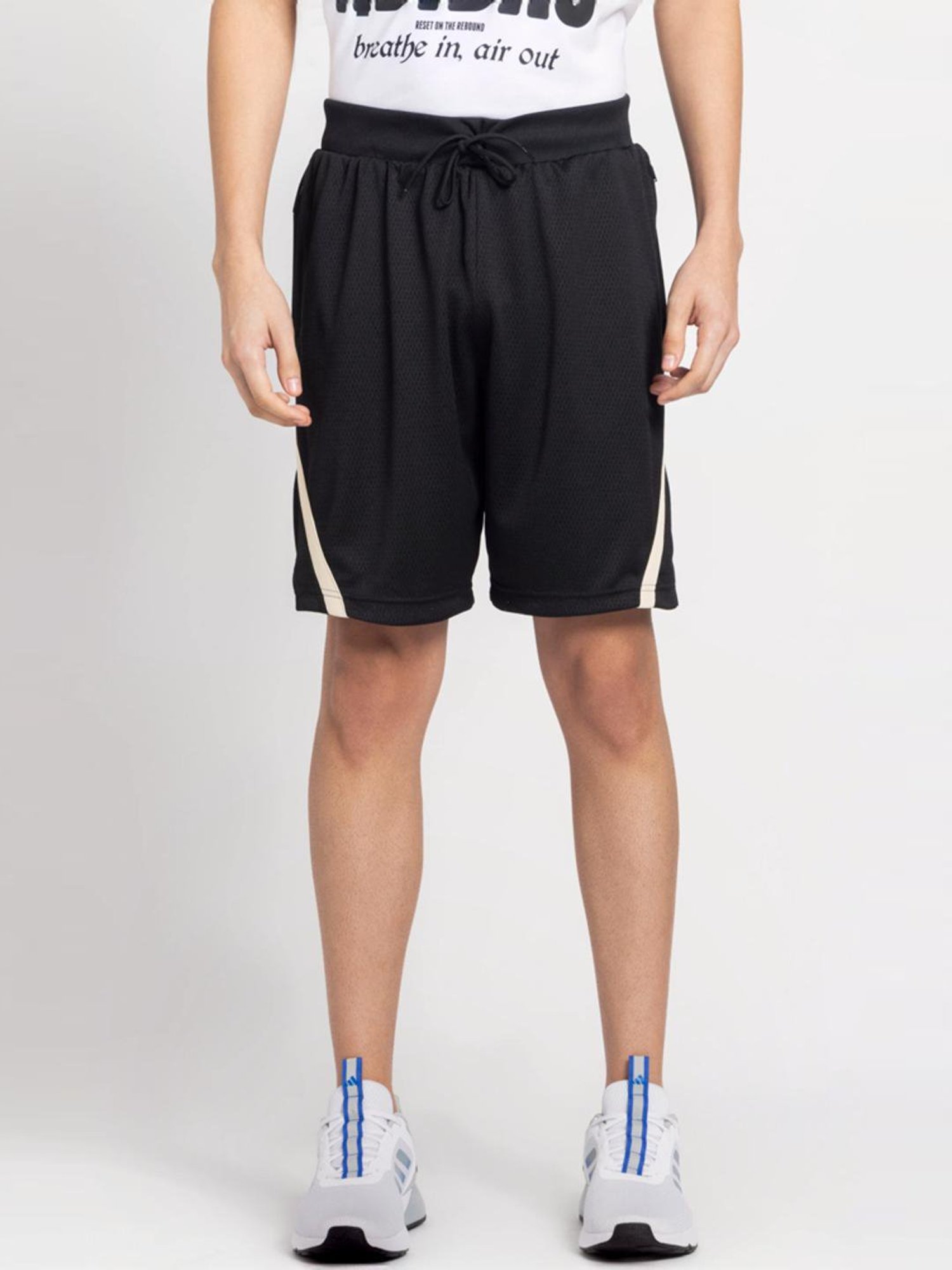 Adidas Black Regular Fit Texture Sports Shorts