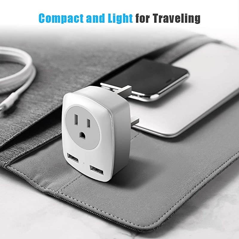 Travel Adapter, US to /Ireland/Hong Kong Plug Adapter with 2 USB and 1 Electrical Outlet, America to Europe Irish British England Scotland Travel Adaptor (Type-G)