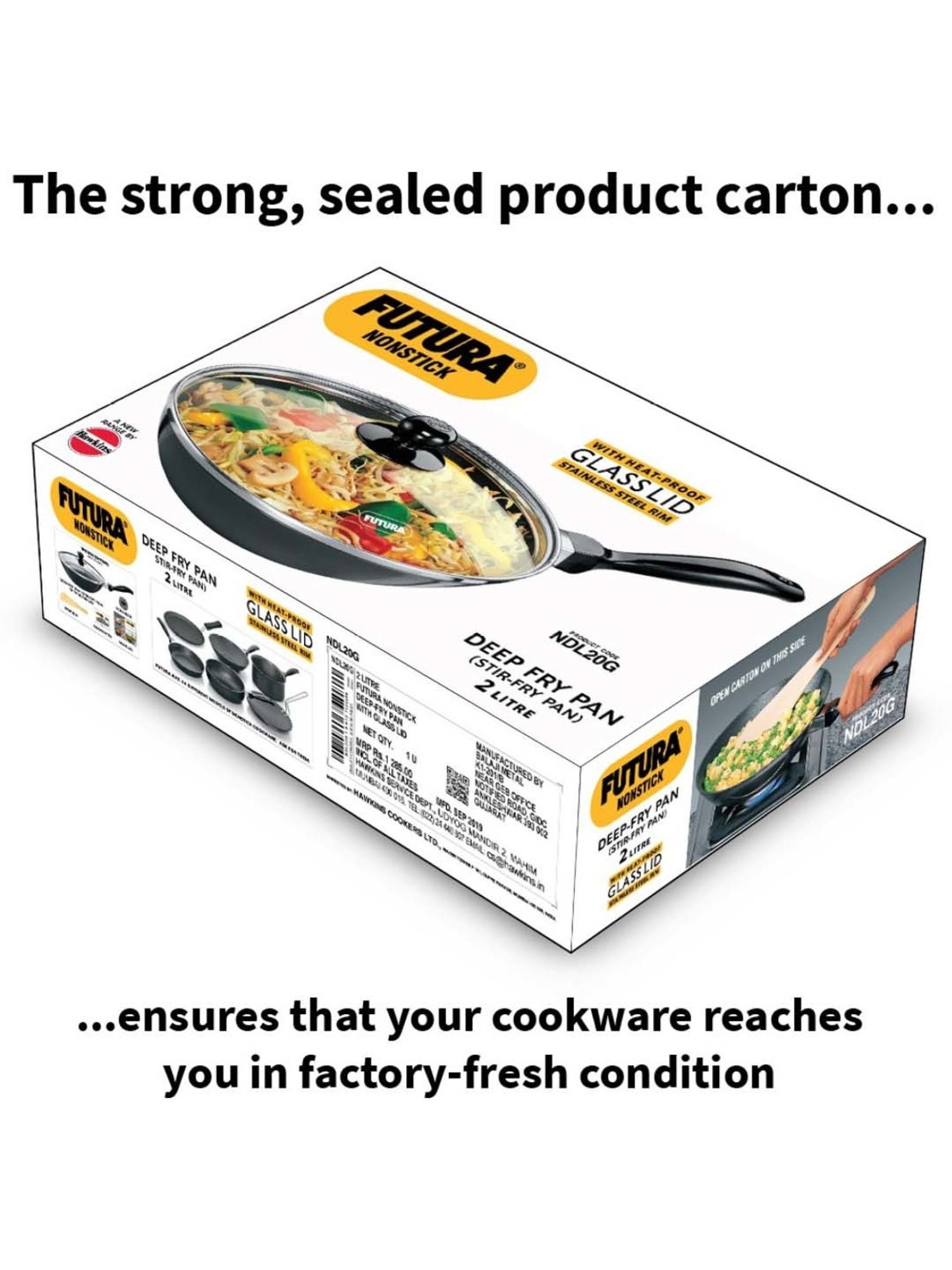 Hawkins Black & Transparent Hard Anodised 26 cm Non-Stick Stir Fry Pan With Lid (2 L) - Set of 1