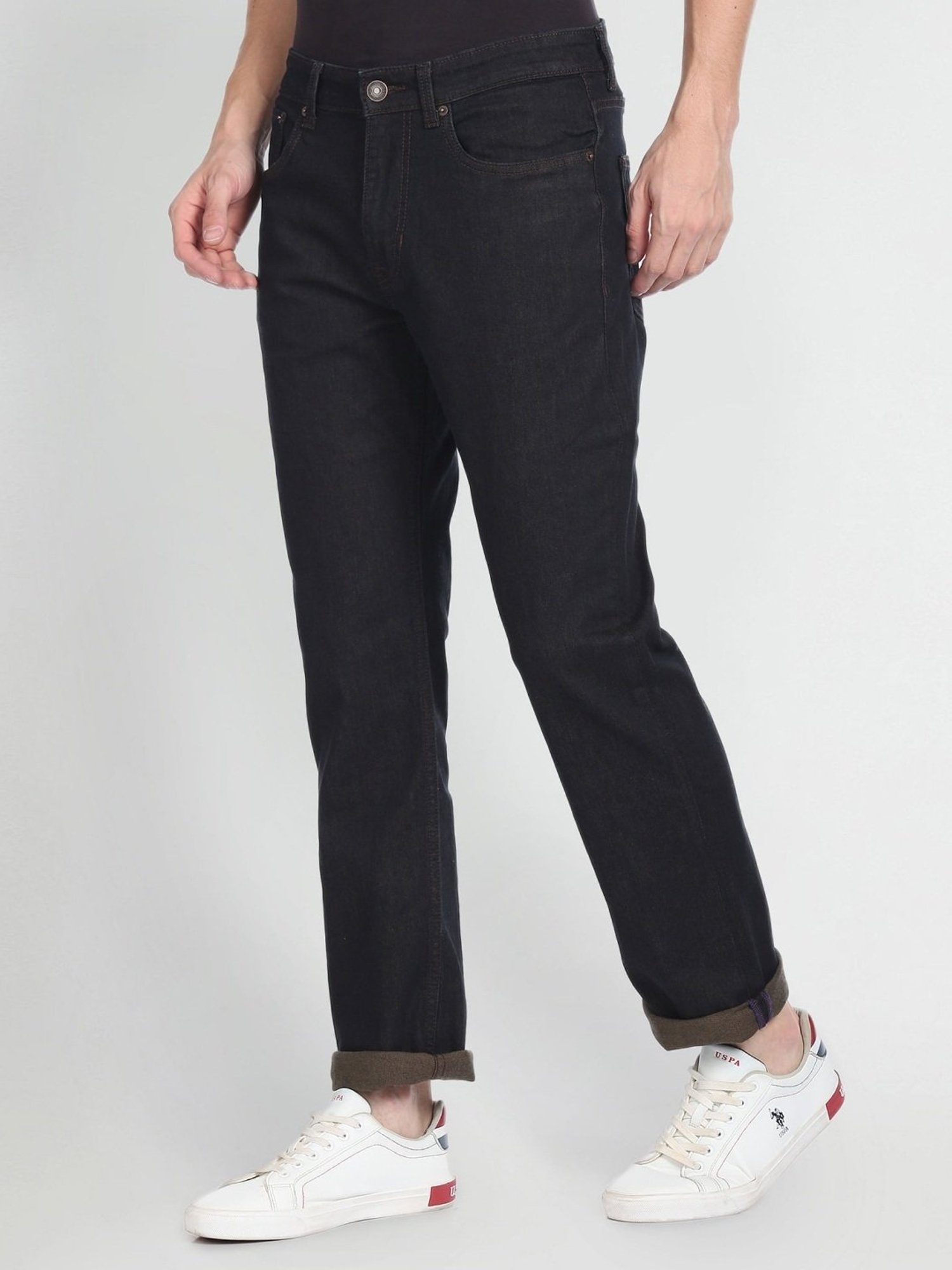 U.S. Polo Assn. Denim Co. Dark Blue Cotton Slim Straight Fit Jeans