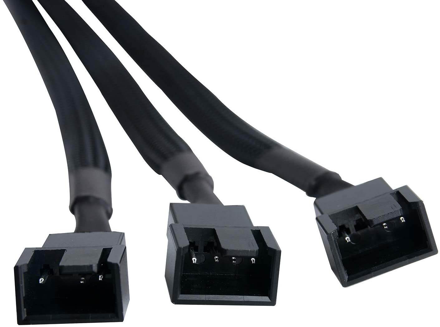 PWM Fan Splitter Cable 4 Pin Black Sleeved Case Fan Splitter Cable 1 to 3 Converter Braided Y Splitter Computer PC Fan Extension Power Cable 10.5 Inches (1 Pack)