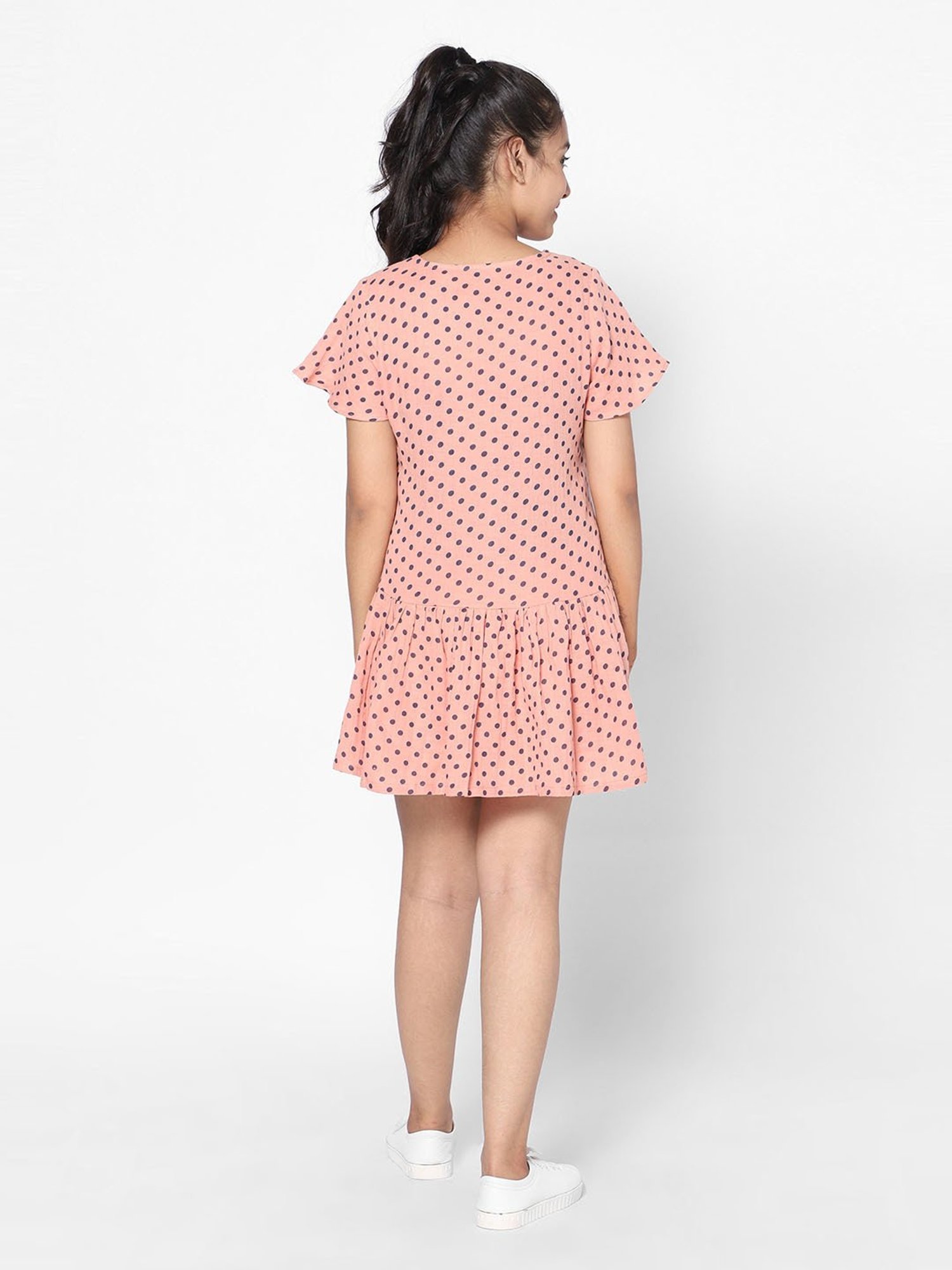 TeenTrums Girls Peach Printed Dress