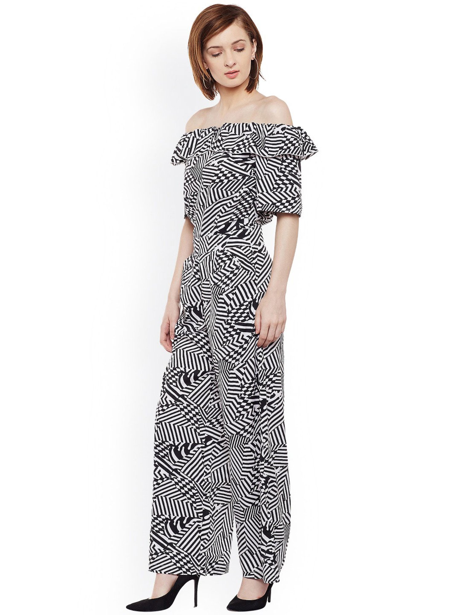 Belle Fille Black & White Printed Jumpsuit