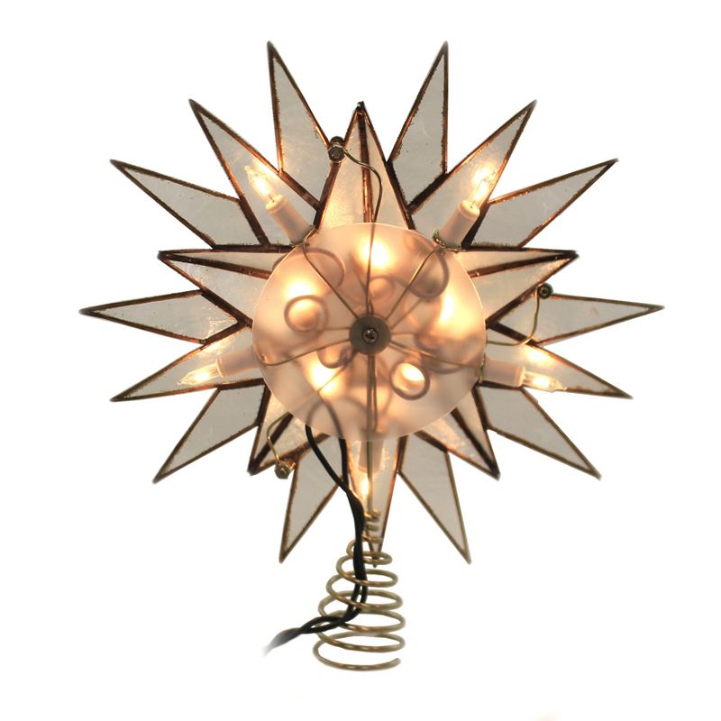 Tree Topper Finial 9.5" Gold Capiz Star Treetopper Illuminated Electric  -  Tree Toppers