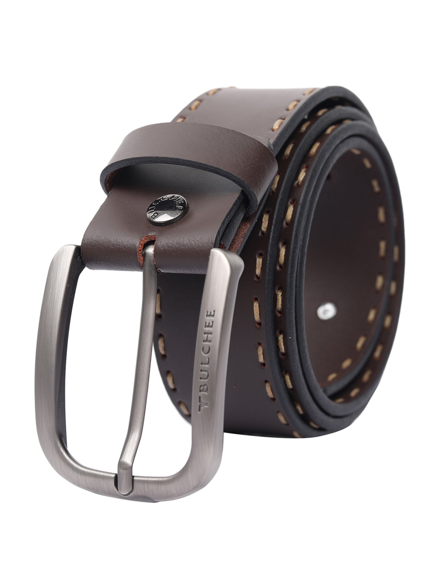 BULCHEE Brown Leather Casual Belt for Men