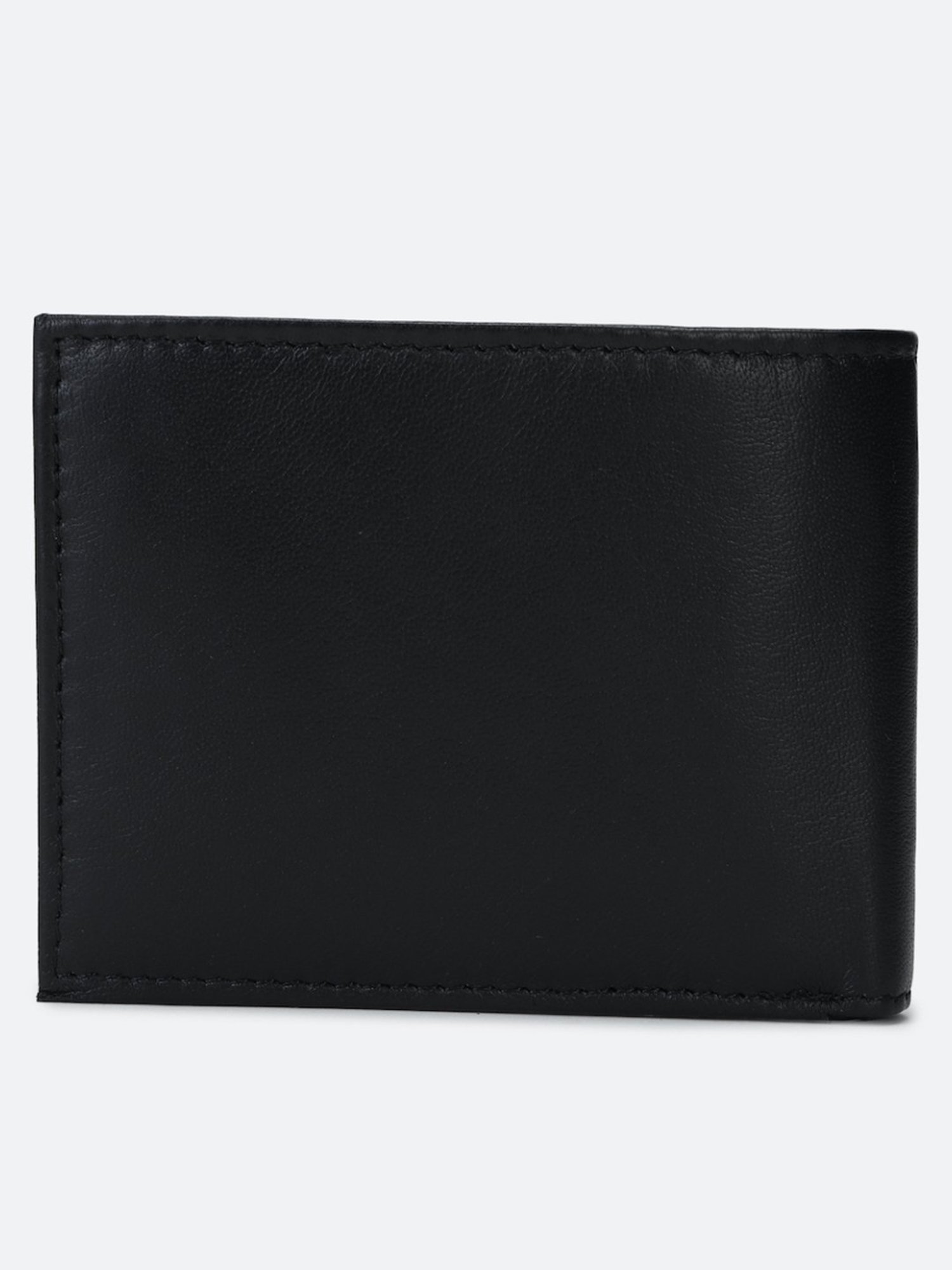 Louis Philippe Black Leather Solid Bi-Fold Wallet