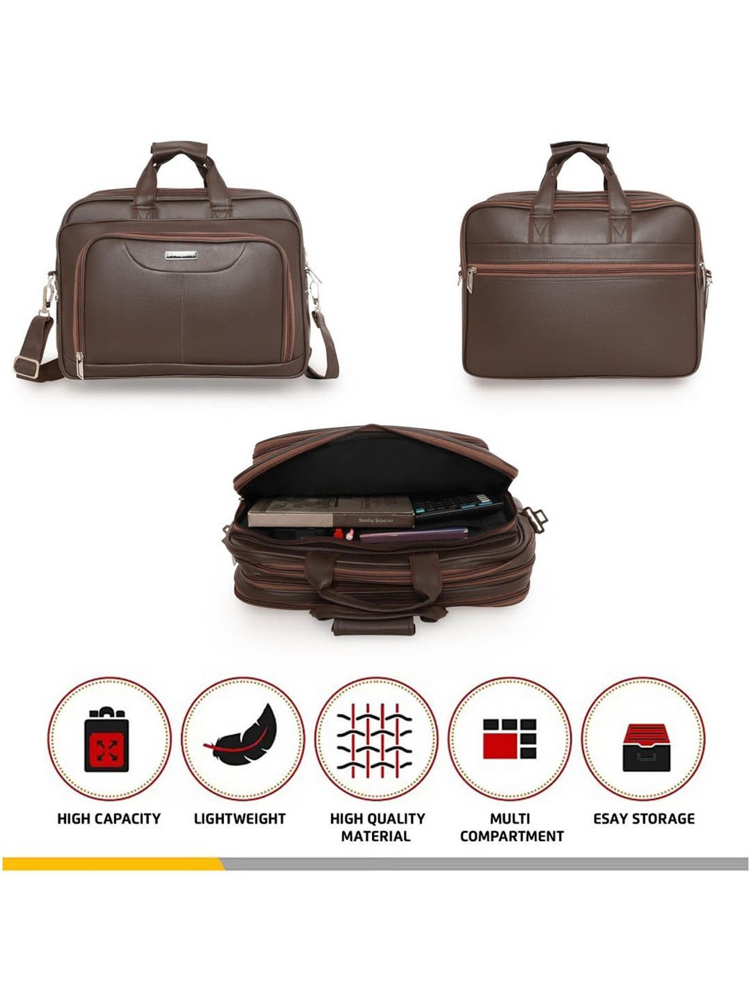 Priority Brown Synthetic Large Messenger Bag