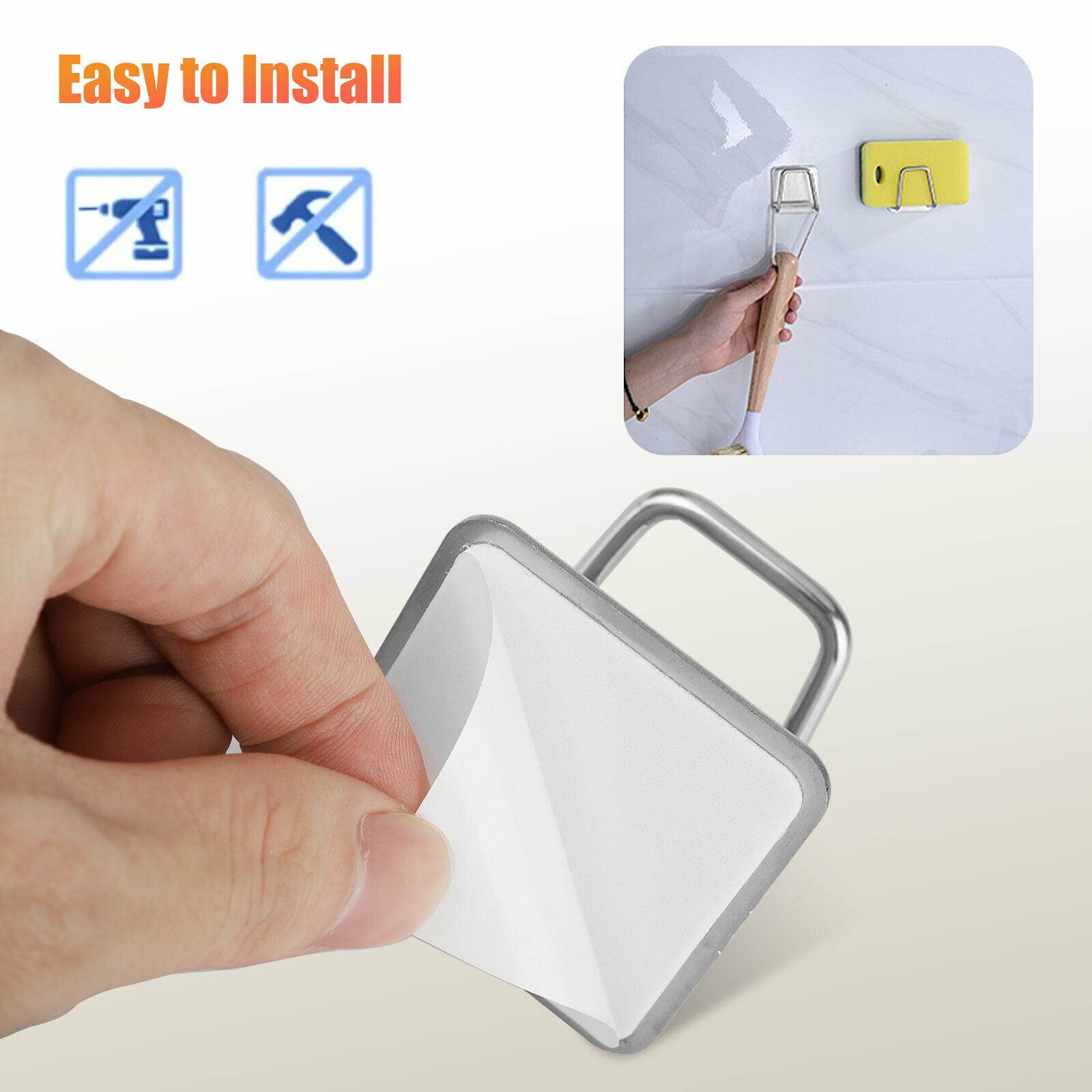 2/4/6PCS Stainless Steel Adhesive Sink Sponge Holder Kitchen Drain Storage Rack