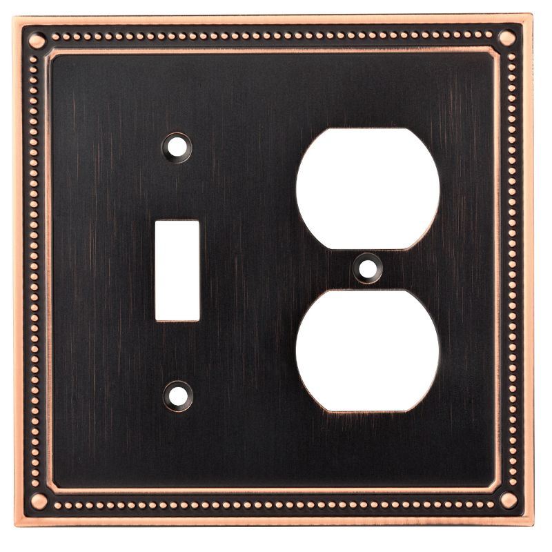 Franklin Brass Classic Beaded Switch/Duplex Wall Plate Bronze With Copper Highlights