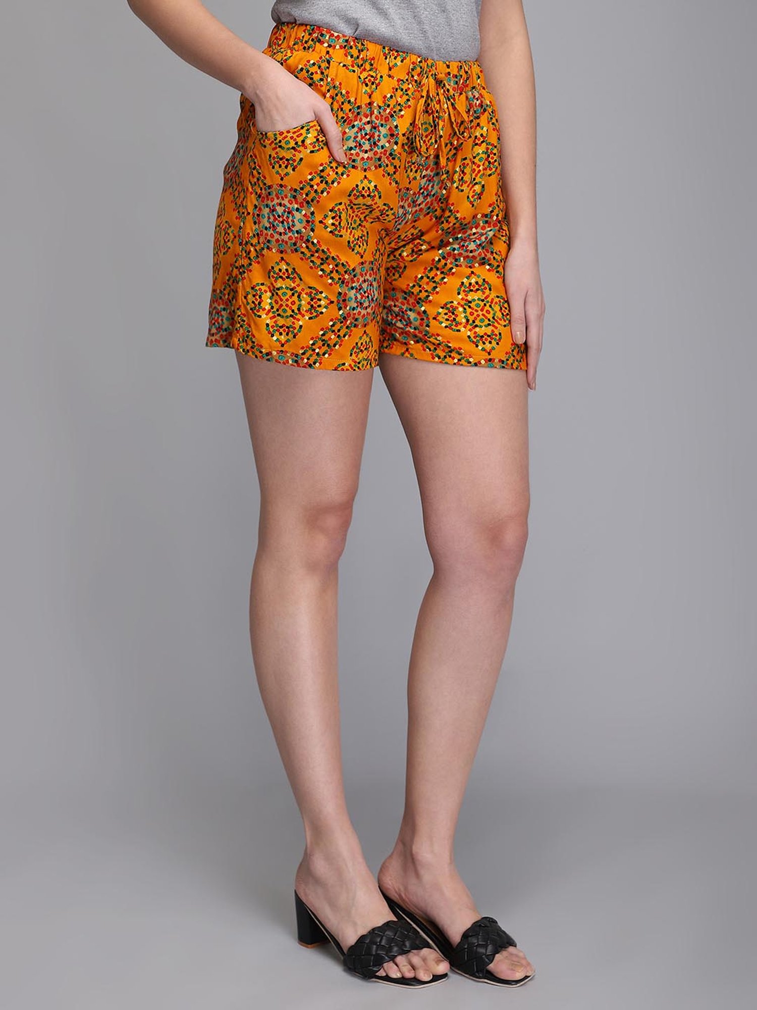 Aditi Wasan Mustard Printed Shorts
