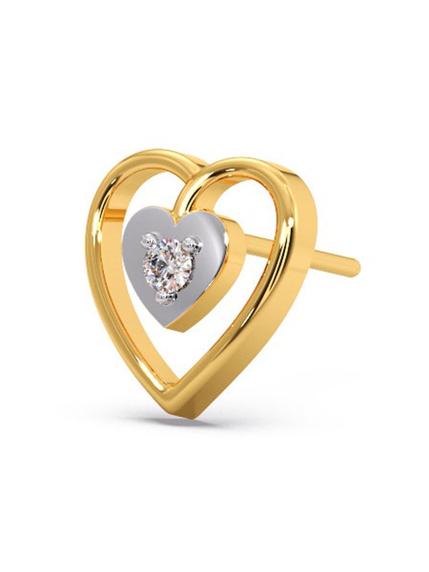 Candere by Kalyan Jewellers Stylish 18K Yellow Gold and Diamond Stud Earrings