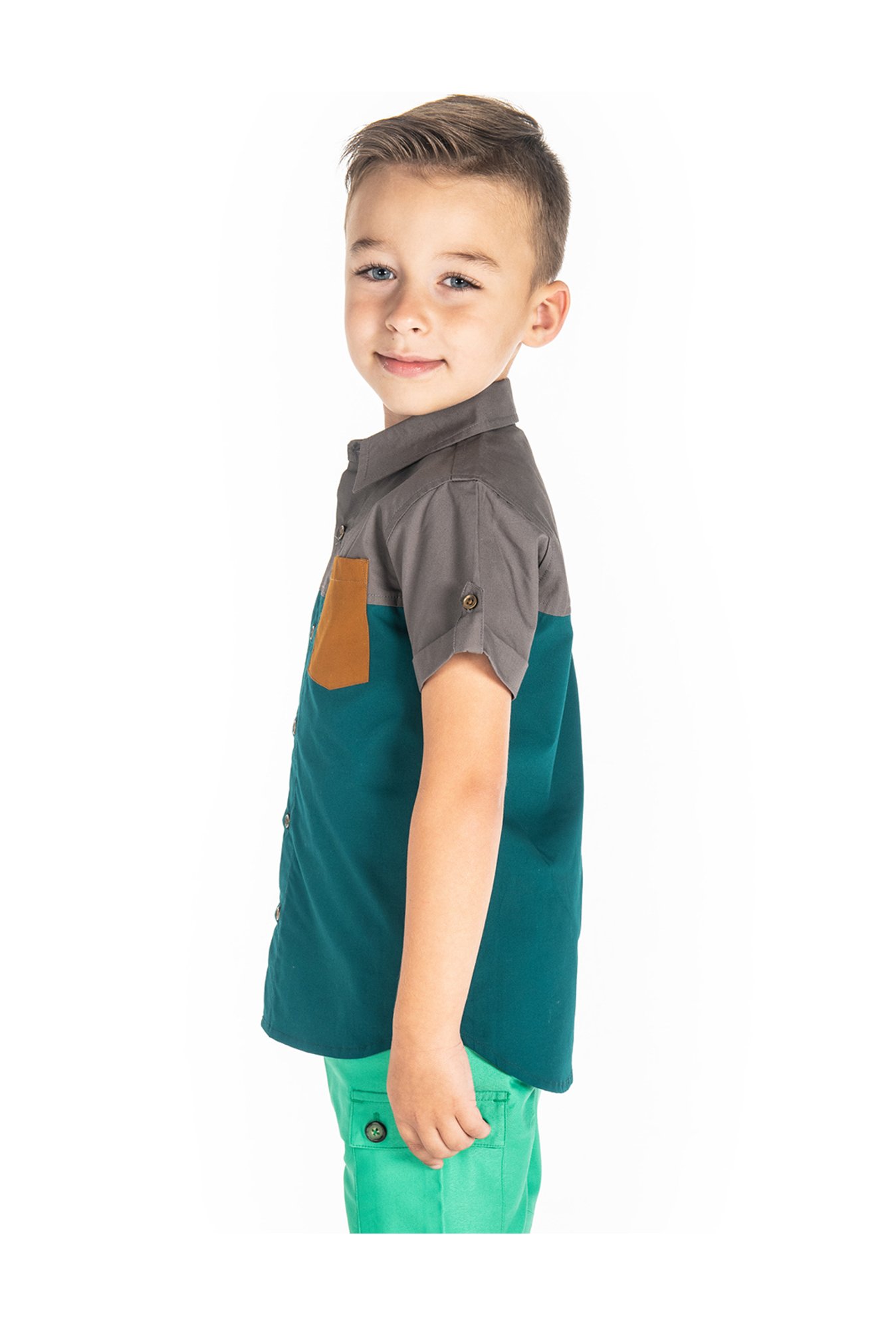 Cherry Crumble By Nitt Hyman Kids Teal Color Block Shirt