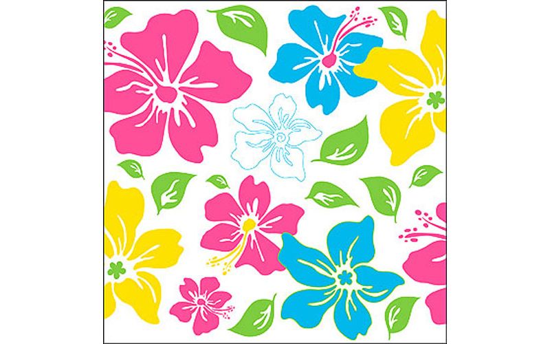 Pink Tropical Flower Square Self-Stick Wall Accent Stickers - Wall Pops..