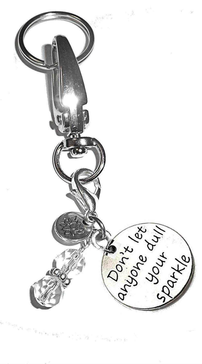 Charm Key Chain Ring, Women's Purse or Necklace Charm, Comes in a Gift Box! (Don't Let Any One Dull Your Sparkle)