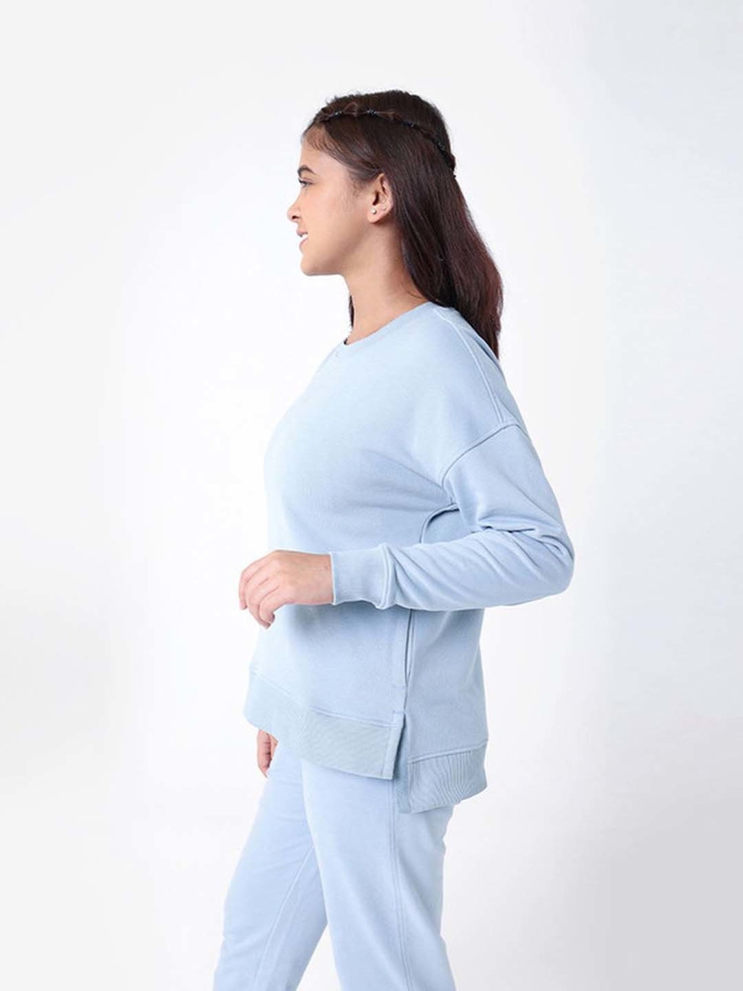 BlissClub Blue Relaxed Fit Sports Sweatshirt