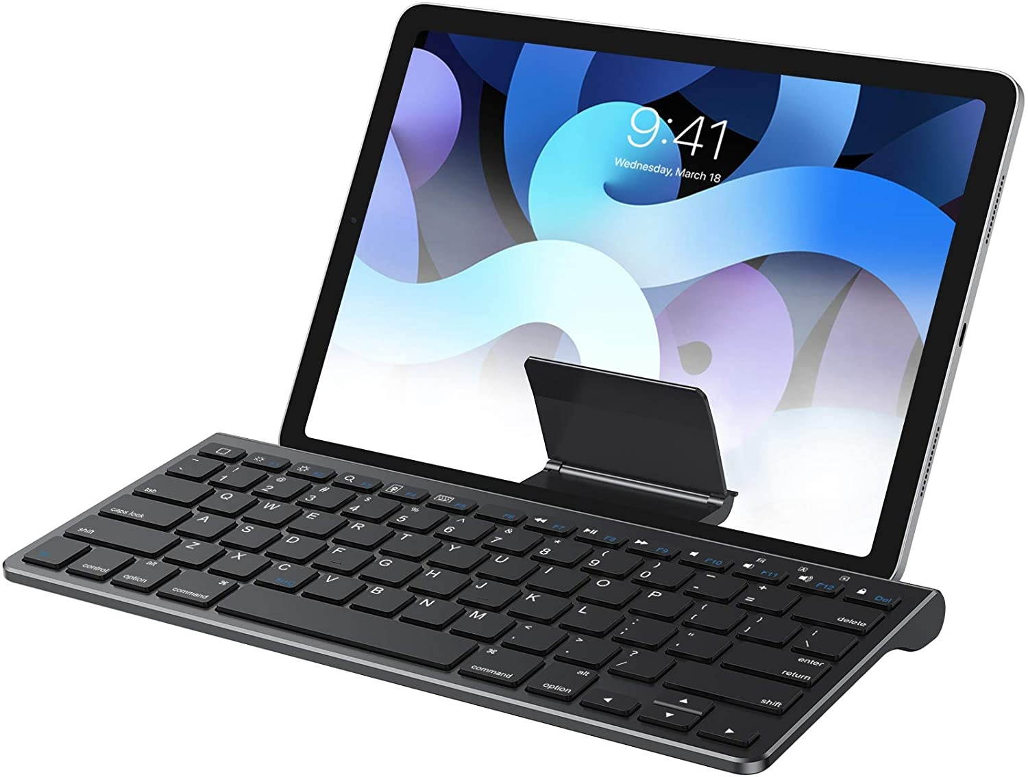 OMOTON Keyboard Compatible with iPad(Sliding Stand), Wireless Bluetooth Keyboard for iPad Air 4, iPad 10.2(8th/ 7th Gen), and More[Stand NOT for iPad Pro 12.9], Black