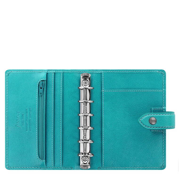 Filofax Pocket Size Malden Organizer- Kingfisher Blue Leather - New - 026065
