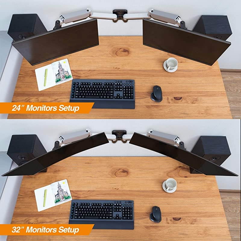 Dual 1332 Monitor Wall Mount fits Two FlatCurved Computer Monitor Full Motion Height Swivel Tilt Rotation Adjustable Monitor Arm VESACable Management