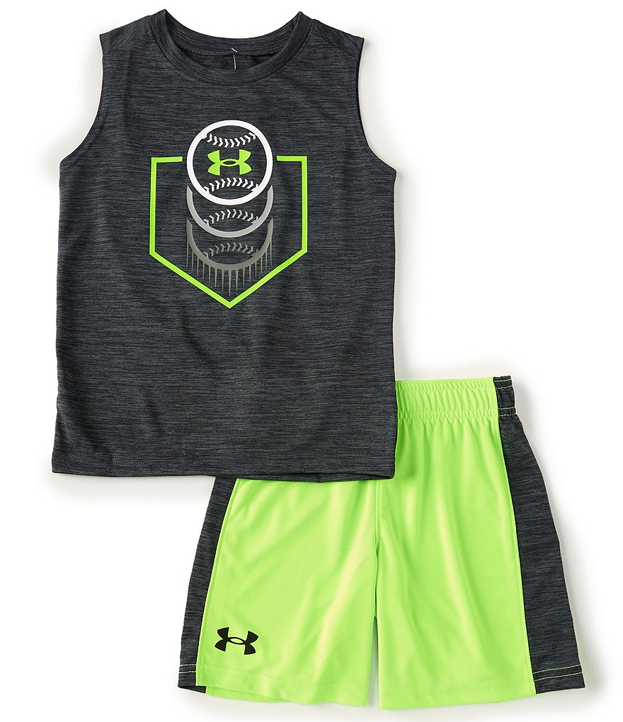Under Armour Little Boys 2T-7 Outta The Park Tank & Racing-Stripe Shorts Set