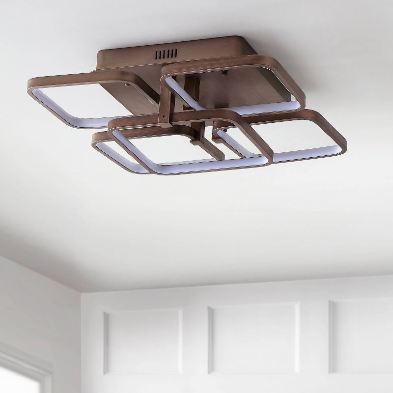 17.5" Metal Sebastian Flush Mount Ceiling Light (Includes Energy Efficient Light Bulb) Brown - JONATHAN Y