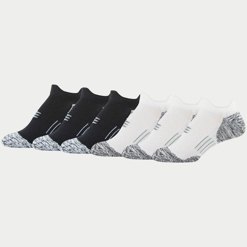 Powersox Women's Cushioned 6pk No Show Double Tab Athletic Socks - White/Black 4-10