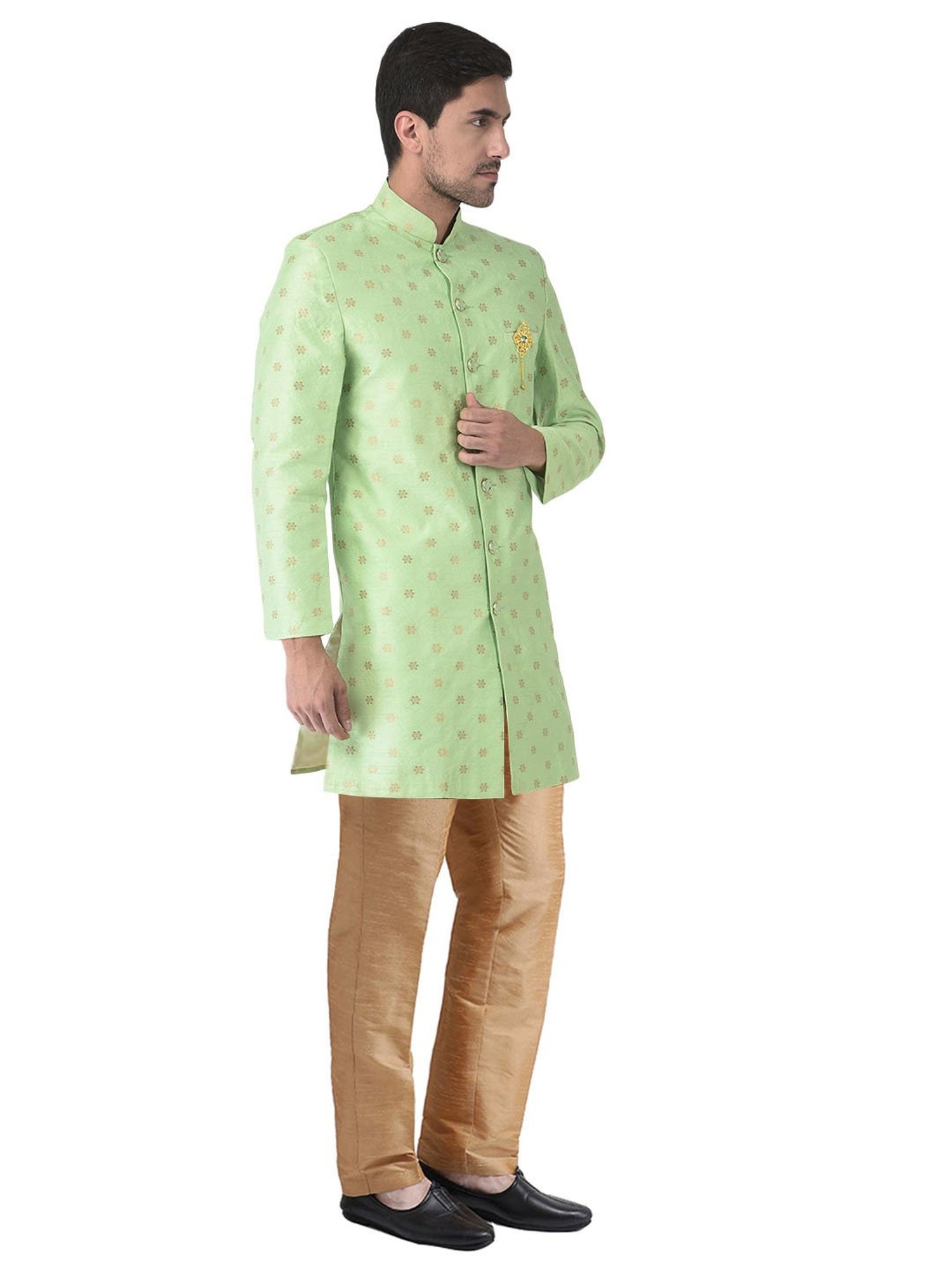 SG LEMAN Pista Regular Fit Printed Sherwani And Pant Set