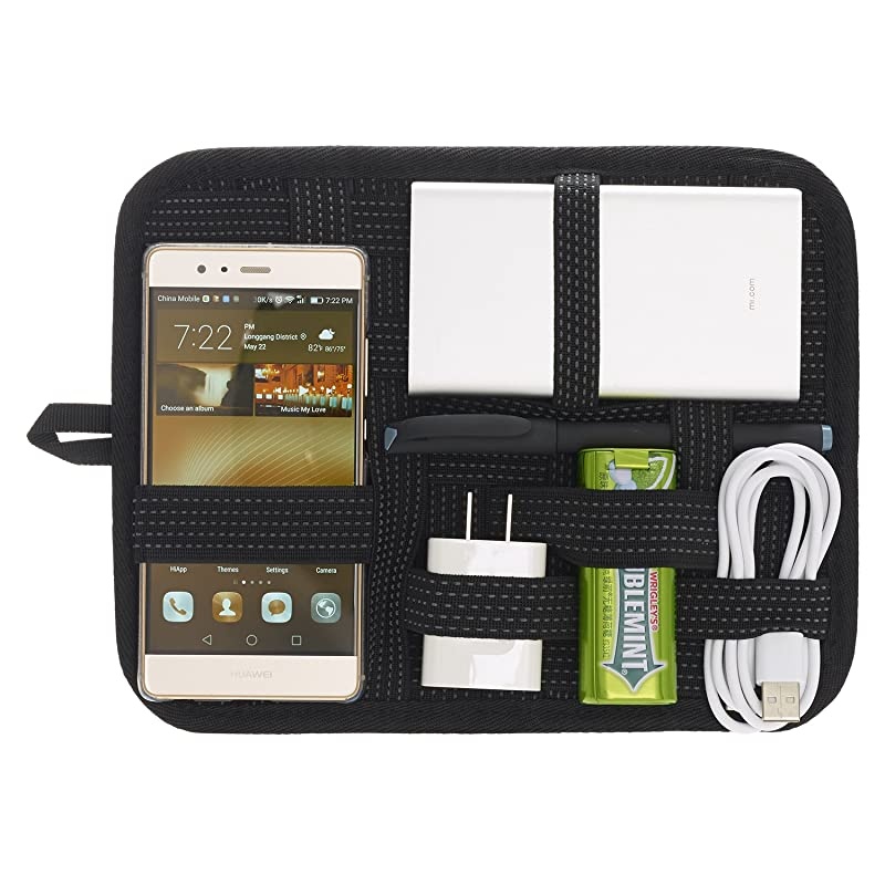 Electronics Organizer,  Travel Gear Management Organize Case for Electronics Accessories Tools Hard Drive Memory Card Flash Drive Cables Charger Cosmetics Brush Personal Care Kit - Small (Black)