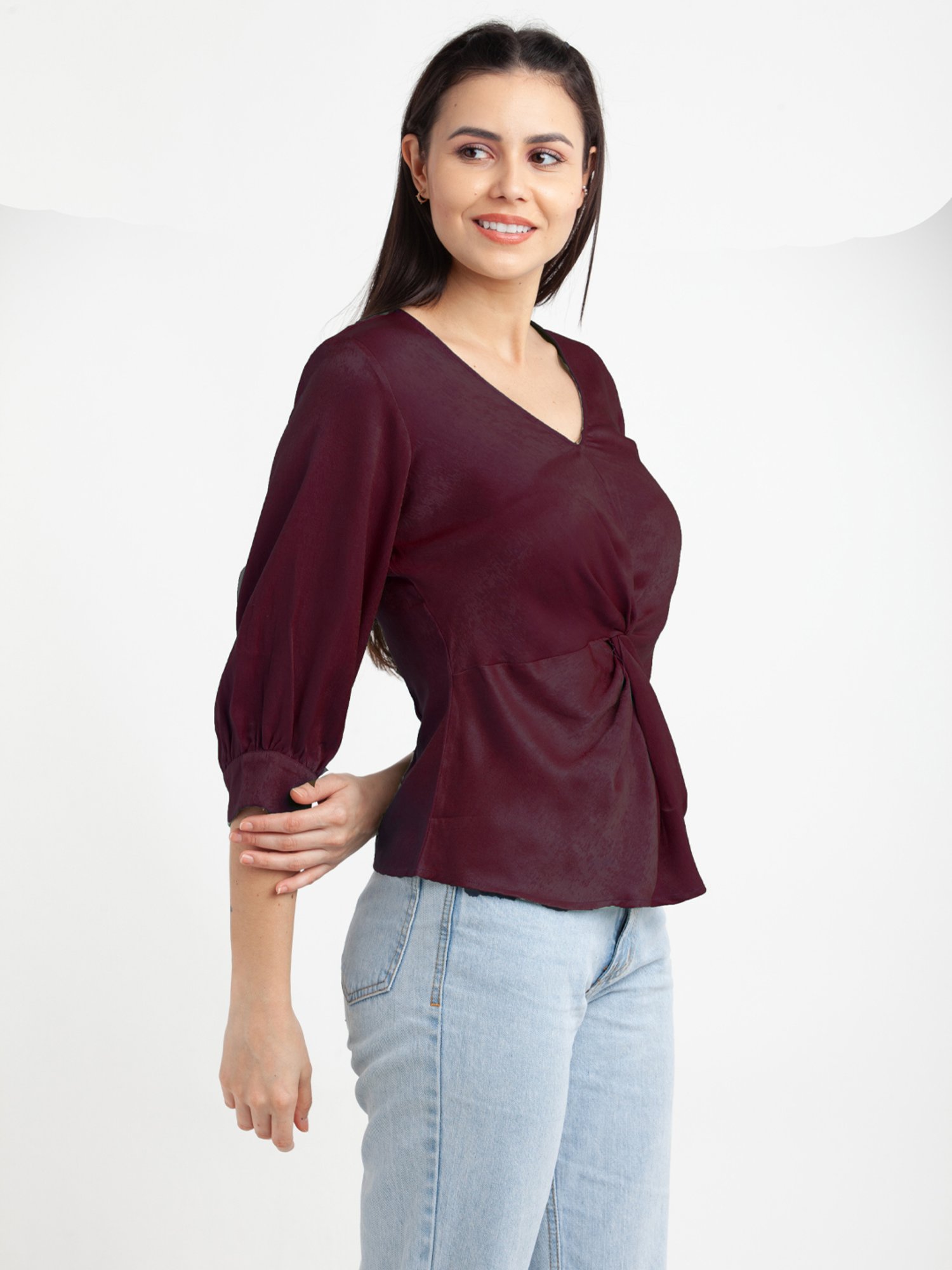 Zink London Burgundy Regular Fit Top