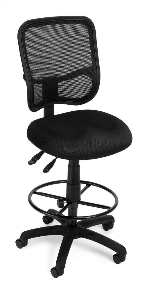 OFM Comfort Series Ergonomic Armless Mesh Swivel Task Chair with Drafting Kit, Mid Back, in Black (130-DK-A05)