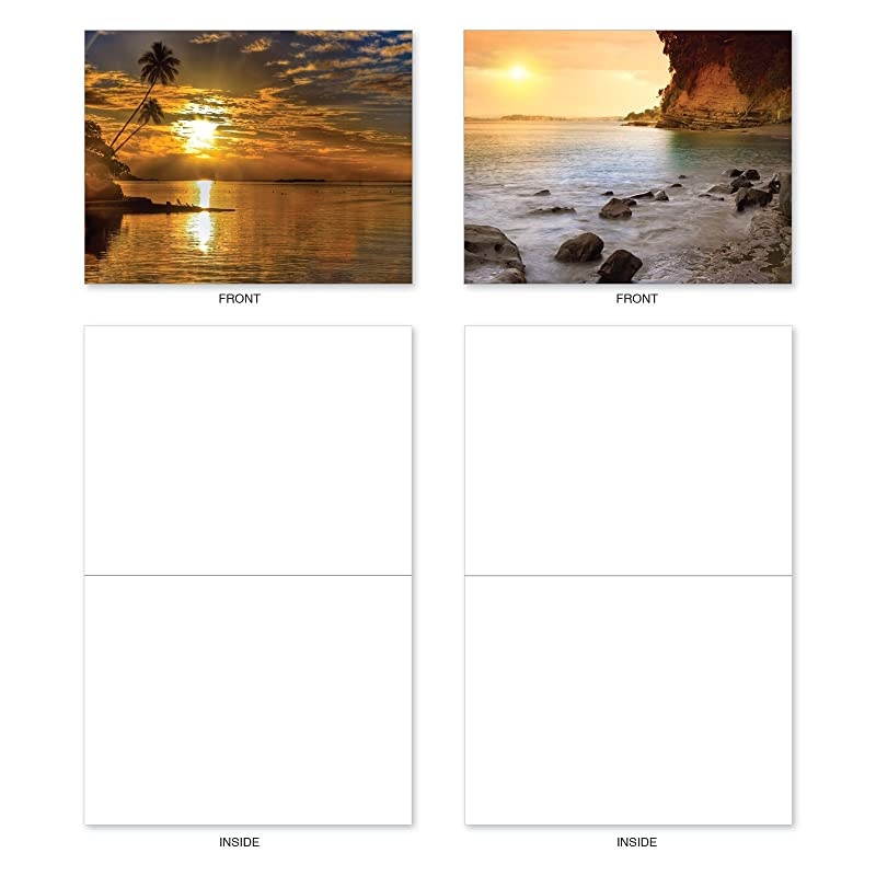 Sun Settings 10 Assorted Note Cards Blank 4 x 512 Inch Assorted Scenic Landscapes Sunset Cards Boxed M1740BN