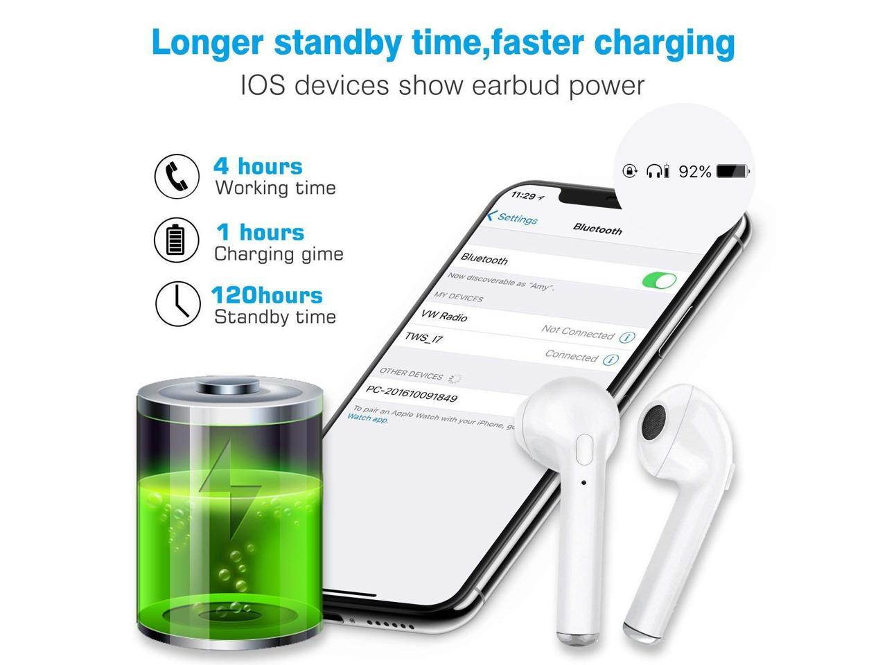 Wireless Earbuds Bluetooth Headphones Stereo Earphone with Built-In Mic with Charging Case Cordless Sport Headsets for AirPods iPhone XS XR X 8 7 plus 6 6s plus Android Samsung Galaxy