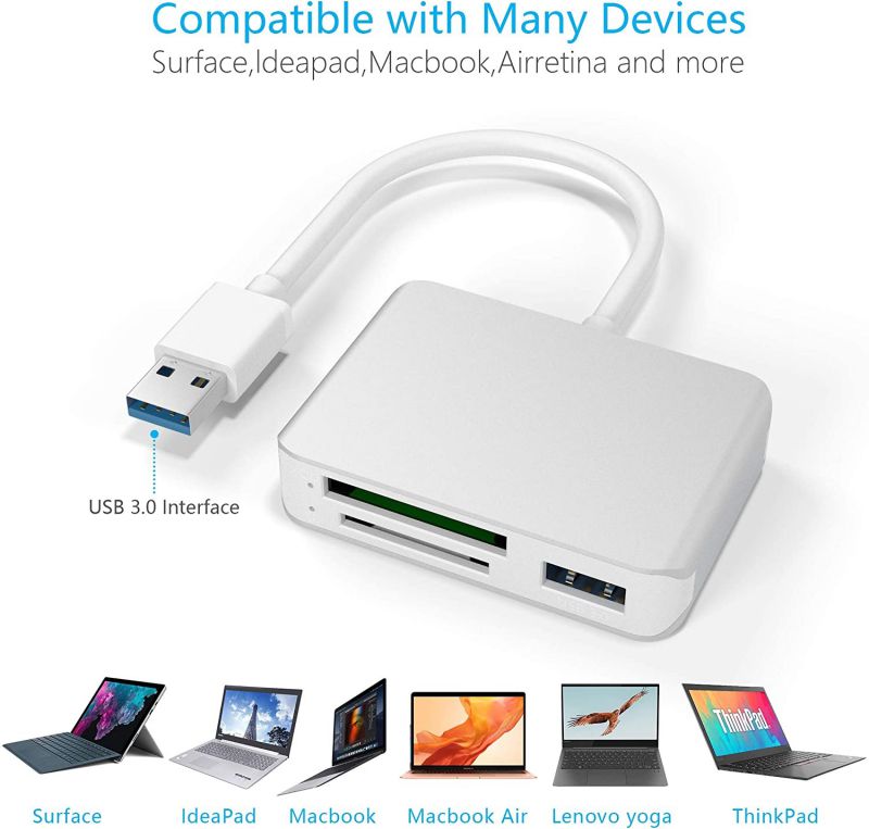 ?Upgraded Version? XQD Card Reader USB 3.0 SD(HC/XC) TF Card Reader with USB3.0x2 Fast Speed Up to 5Gbps,Compatible with Sony G&M Series XQD and TF/SD/SDHC Cards, for Windows/Mac OS
