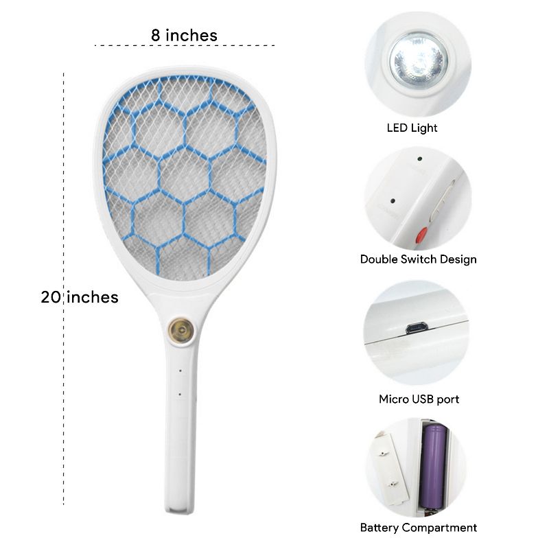 Dartwood Portable Bug Zapper, USB Rechargeable and Battery Powered Mosquito Killer, Insect Trap and Fly Swatter