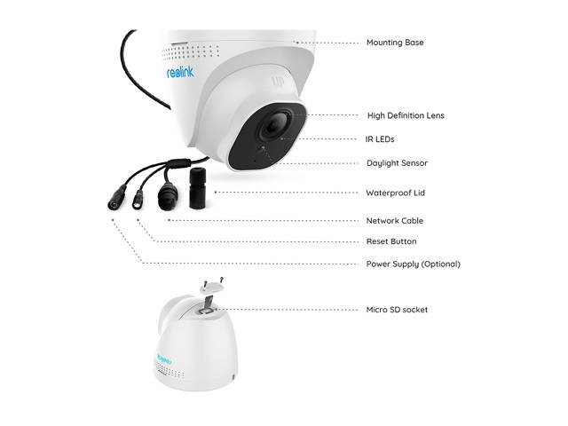 Reolink PoE IP Camera 5MP SD card slot Dome Security Outdoor Surveillance Camera CCTV Nightvision Video Surveillance RLC-520