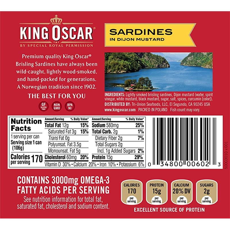 Wild Caught Sardines in Mustard 375 Ounce Pack of 12