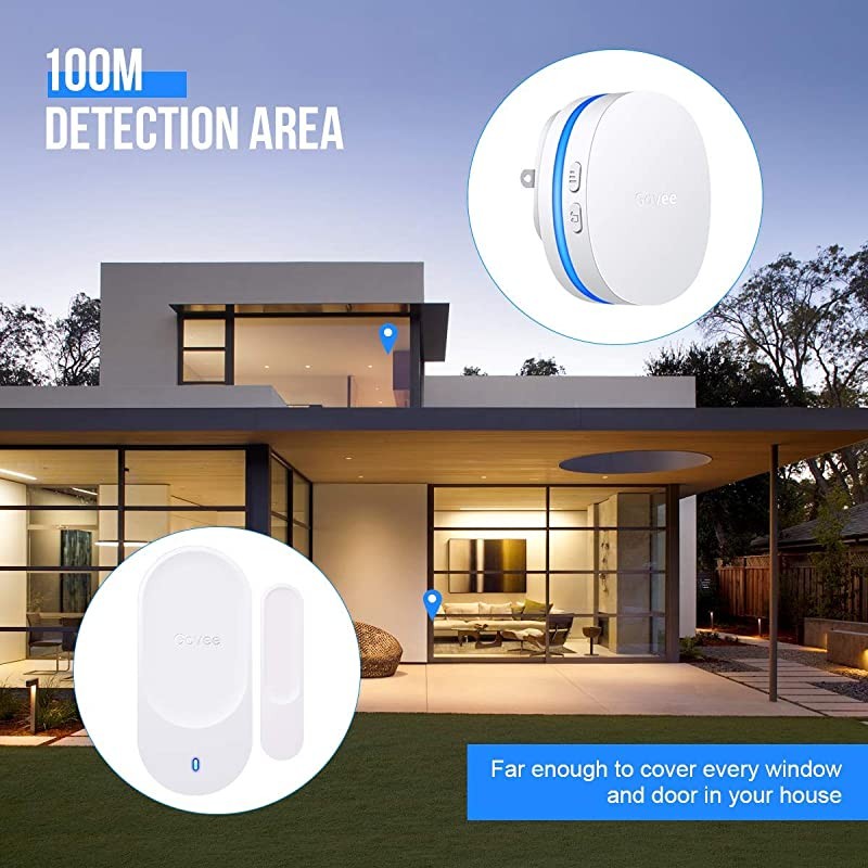 Wireless Door Open Sensor 1 Magnetic Door Entry Alert Security Contact Sensor 1 Wireless Doorbell Plugin Receiver330 Feet 36 Tunes 5 Volume Levels LED Indicators