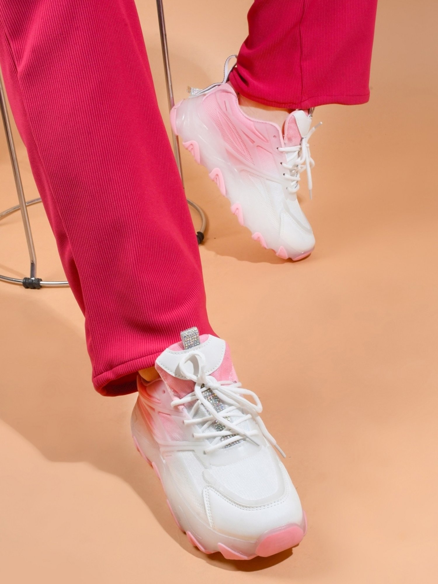 The White Pole Women's Pink Casual Sneakers