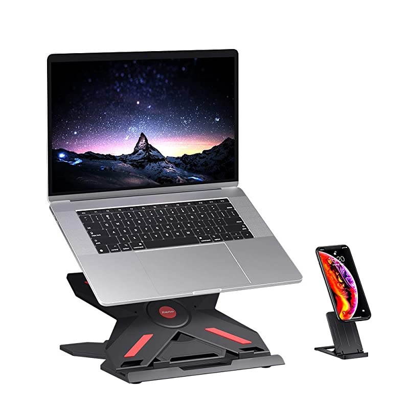 Portable Laptop Stand Foldable Laptop Computer Holder Desk Stand Ventilated Notebook Riser Compatible with PC MacBookAirPro HP DELL Laptops with a 360&deg; Rotatable Base