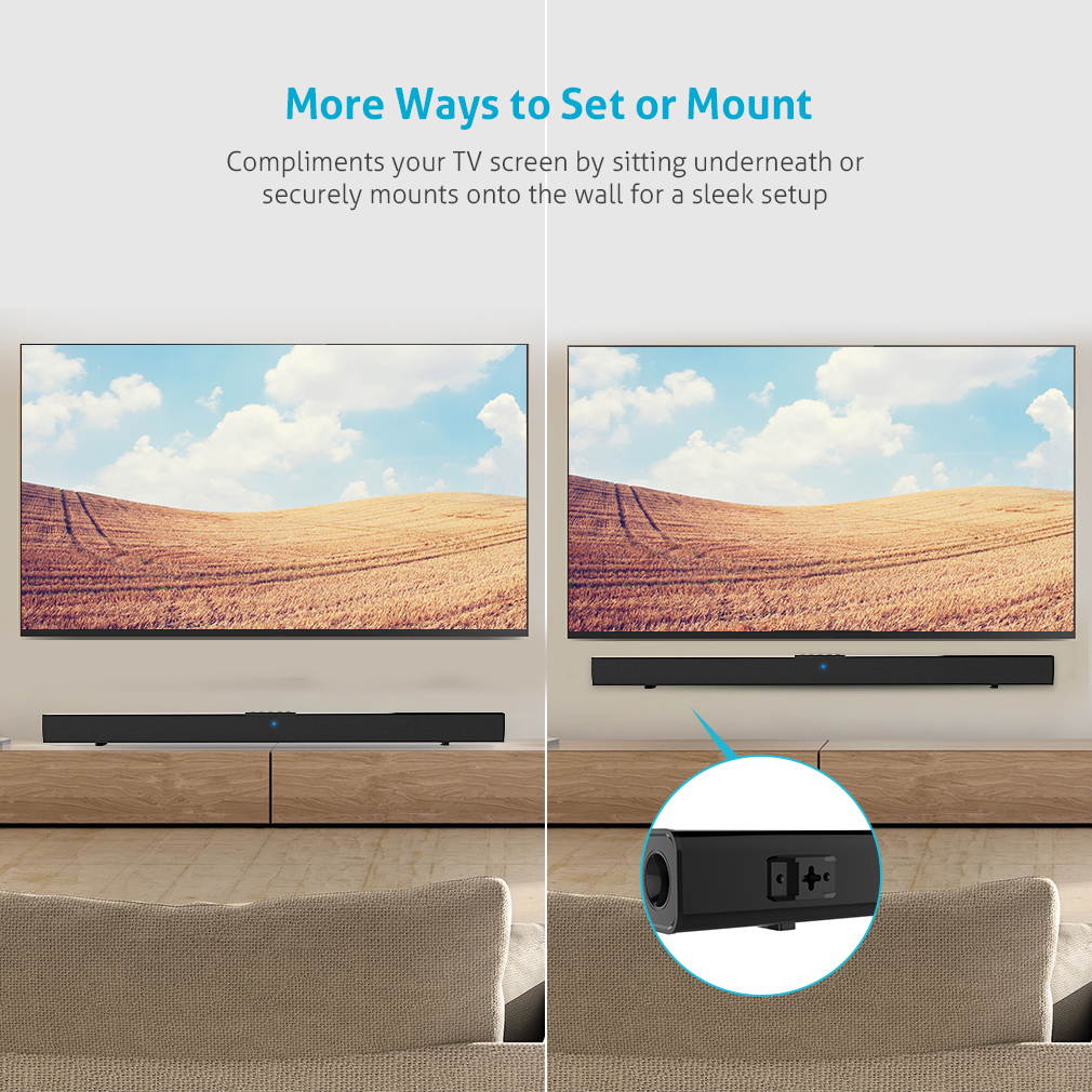 TV Sound Bar, Meidong Sound Bars for TV Bluetooth Audio Speakers, Wired & Wireless 43 Inch TV Sound Bar with Optical Cable/RCA/AUX/Coax/Remote Control, Home Theater System