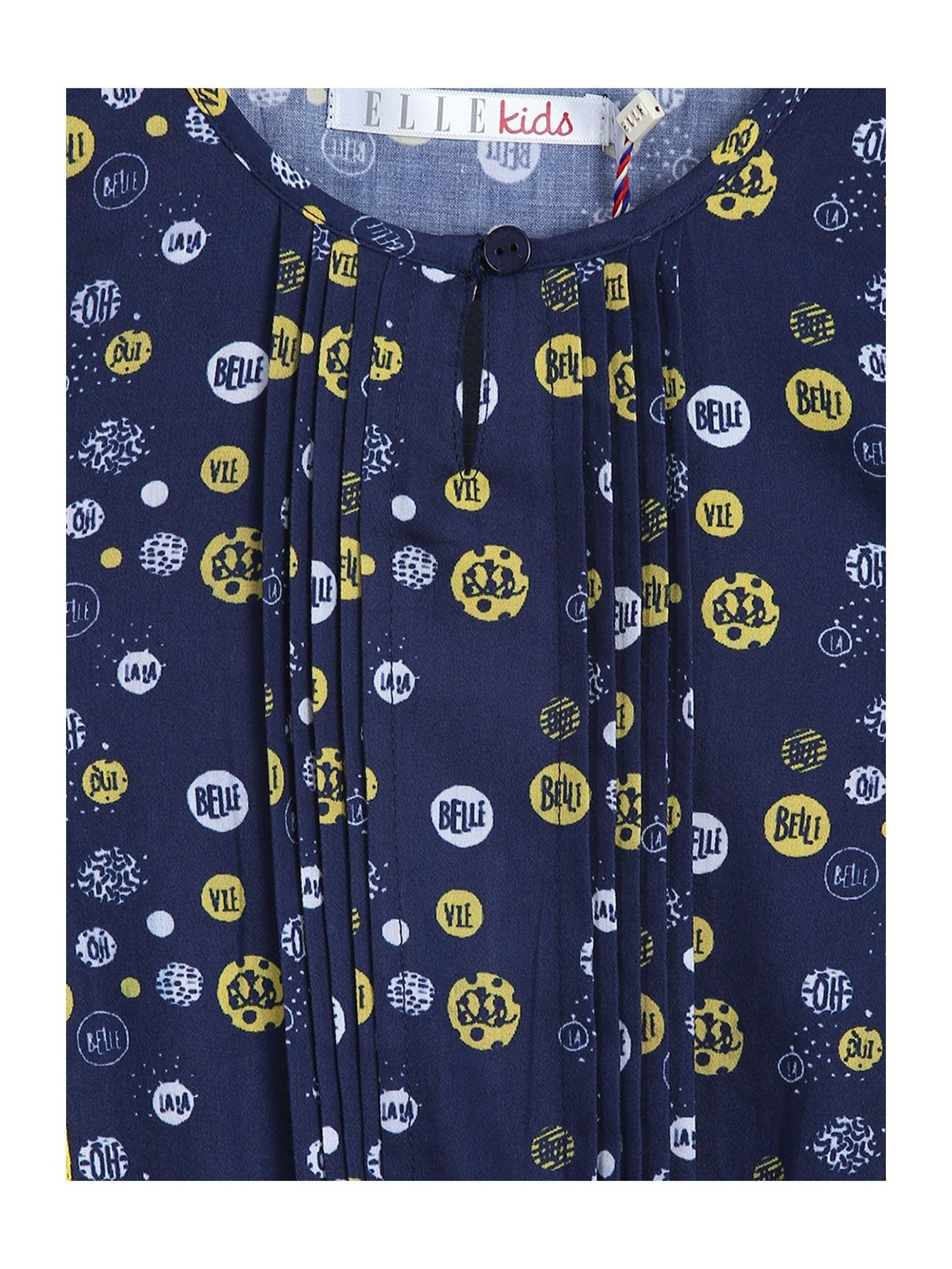 Elle Kids Navy Cotton Printed Dress
