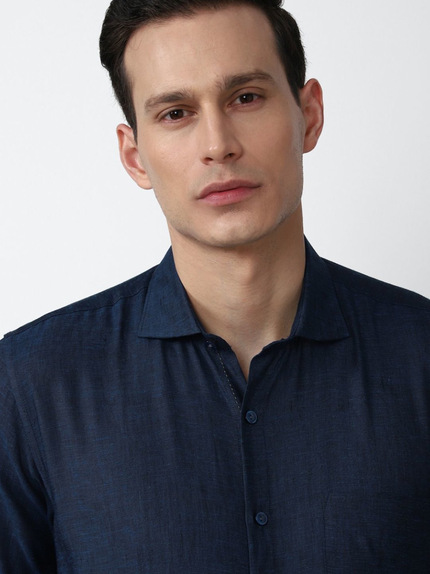 Sojanya Blue Cotton Regular Fit Self Pattern Shirt