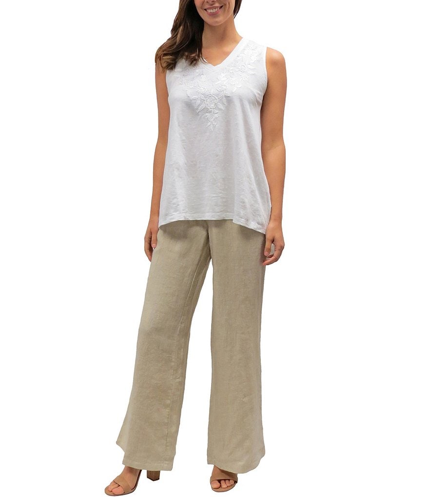 Karyn Seo Saira Vintage Embroidered V-Neck Boho Tank Top