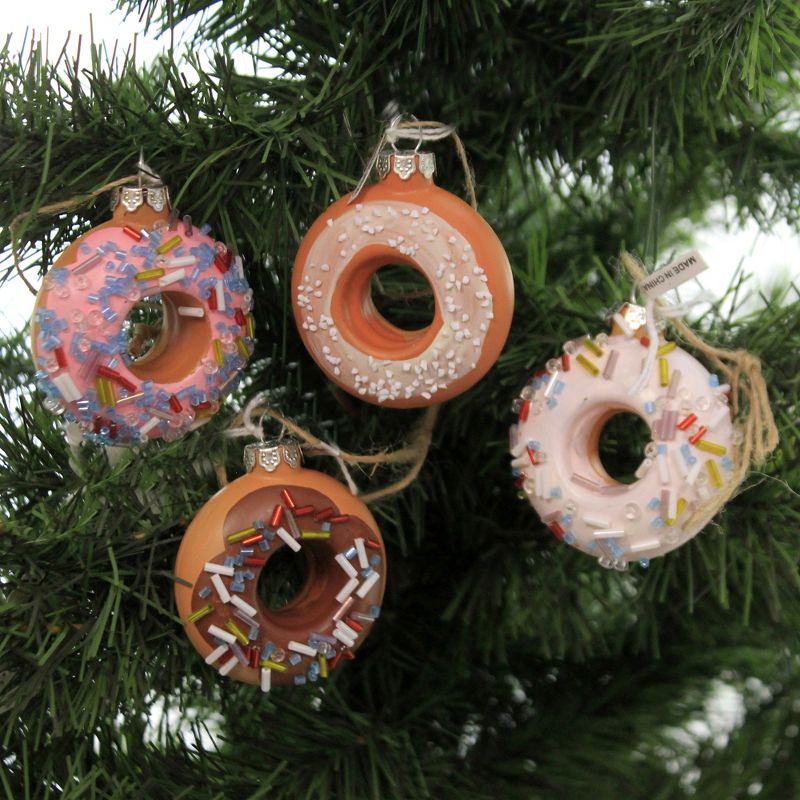 Holiday Ornaments 2.25" Frosted Donuts Set/4 Bakery Fresh  -  Tree Ornaments